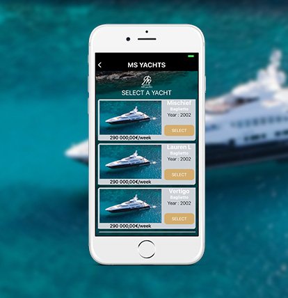 application mobile ms yacht pour la sélection de bateau
